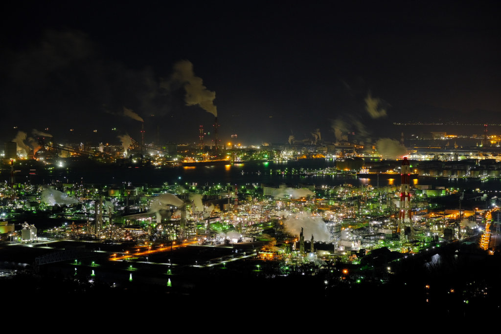 X-T30で撮影した岡山の水島工業地帯の夜の写真